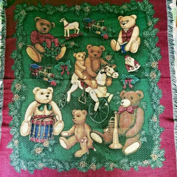 Bedding Christmas Teddy Bear Tapestry Throw Afghan Blanket 48 Poshmark